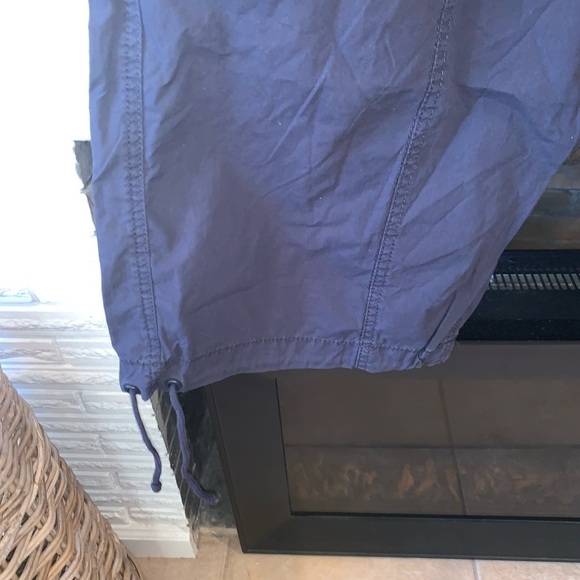 Norma Kamali Navy Wide Leg Cargo Cropped Pants 100% Cotton Women’s Size 16 - Picture 4 of 8
